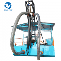 diesel engine driven sand suction pump with floating barge